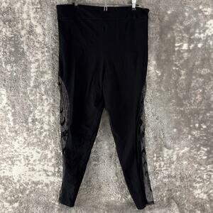 Midnight Hour Plus Size 2X Stretch Mesh Minimalist Casual Leggings Black Pull On